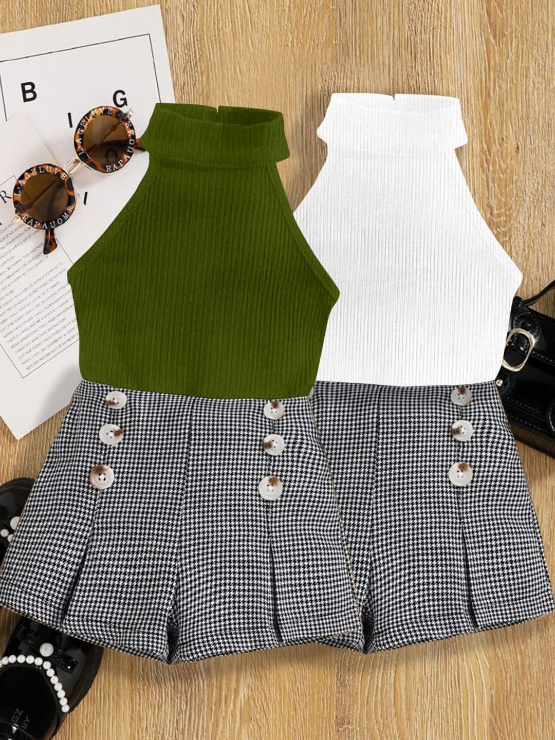 DEL LUNA Girls Floral Print Casual Top And Skirt  Clothing Set