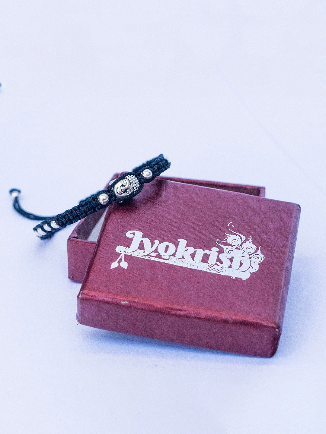 Jyokrish Silver-Plated Artificial Beaded Buddha Wraparound Bracelet