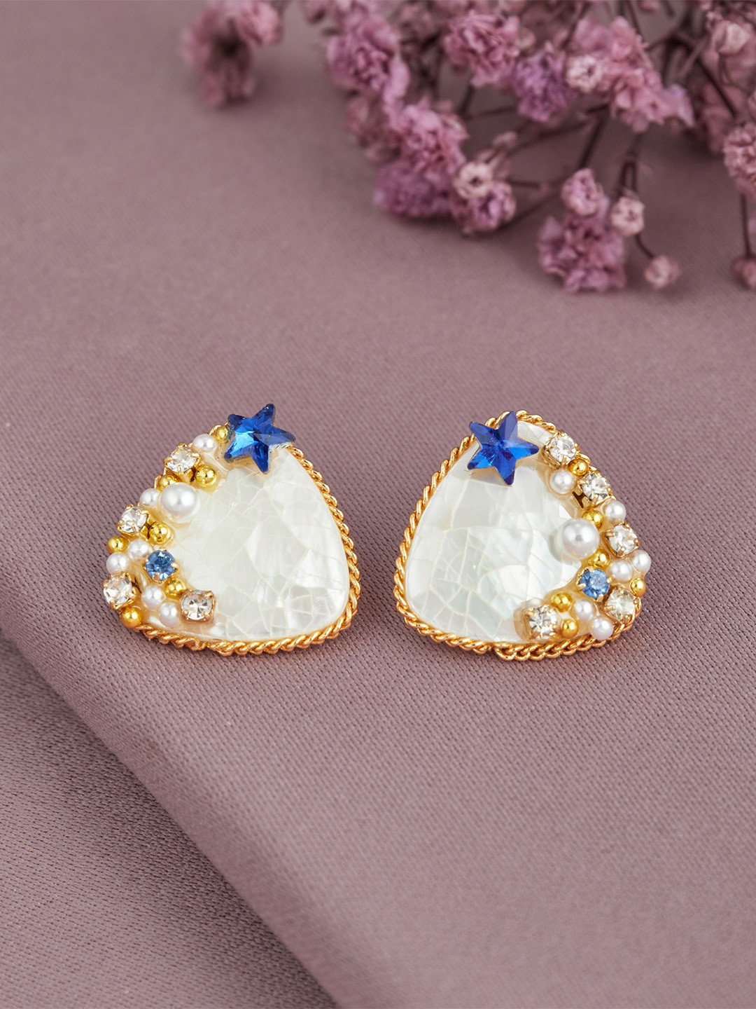 GC Jewelery Artificial Stones and Beads Studded Triangular Shaped Studs