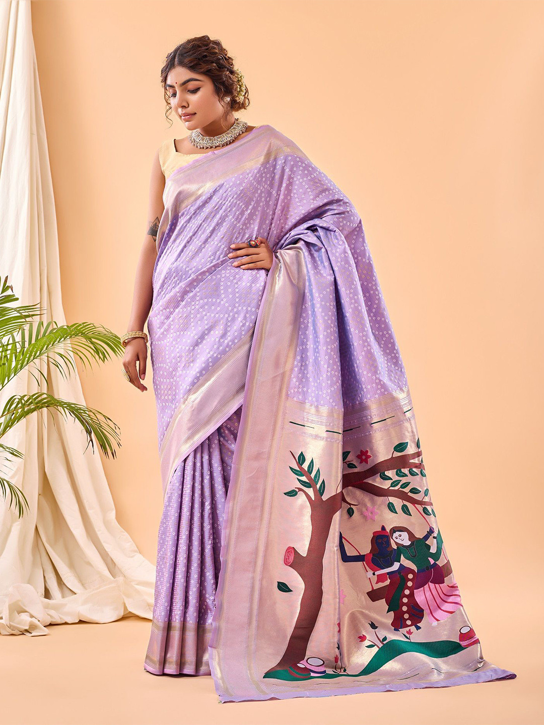 MORDEN MUSE Bandhani Zari  Saree