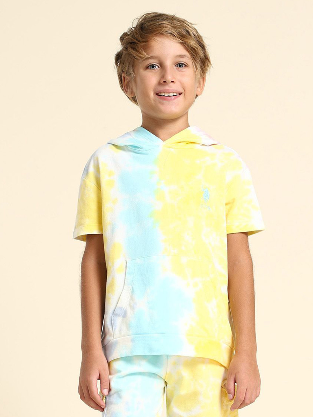 U.S. Polo Assn. Kids Boys Tie And Dye Printed Hooded Cotton T-shirt