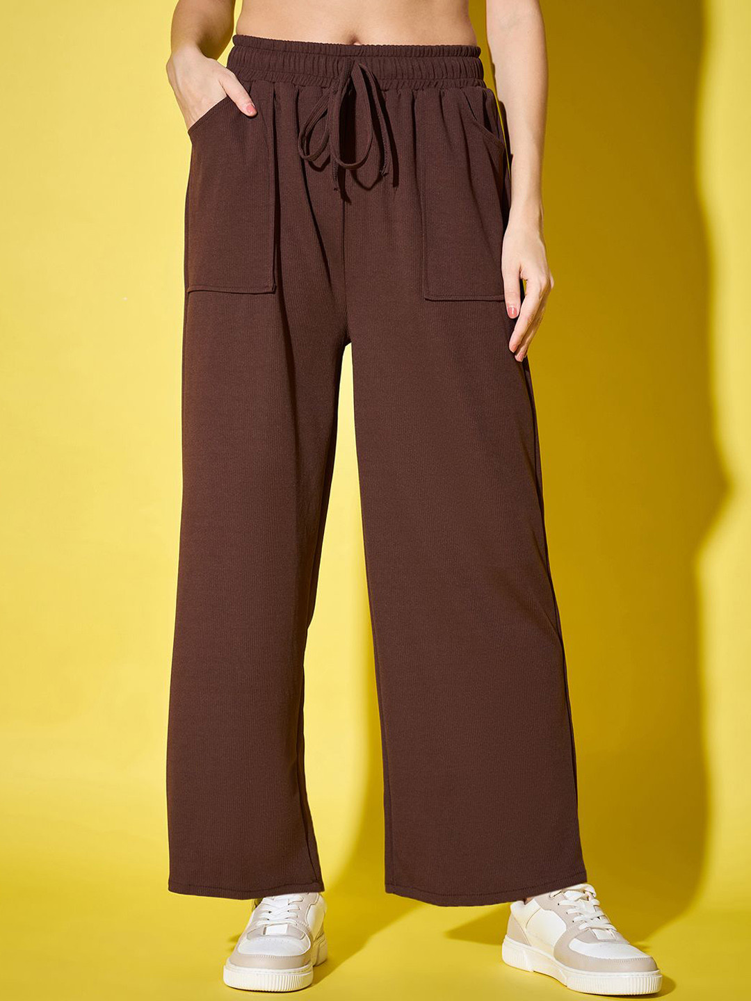 DIMPY GARMENTS Women Relaxed High-Rise Parallel Trousers