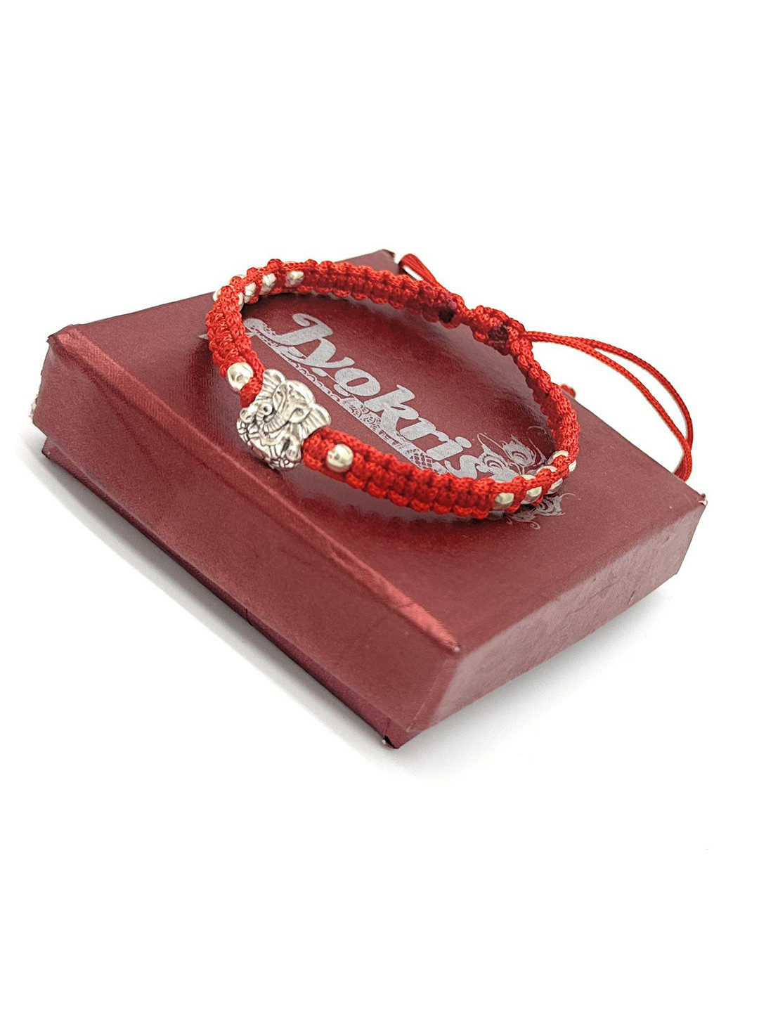 Jyokrish Silver-Plated Artificial Beaded Ganesha Wraparound Bracelet