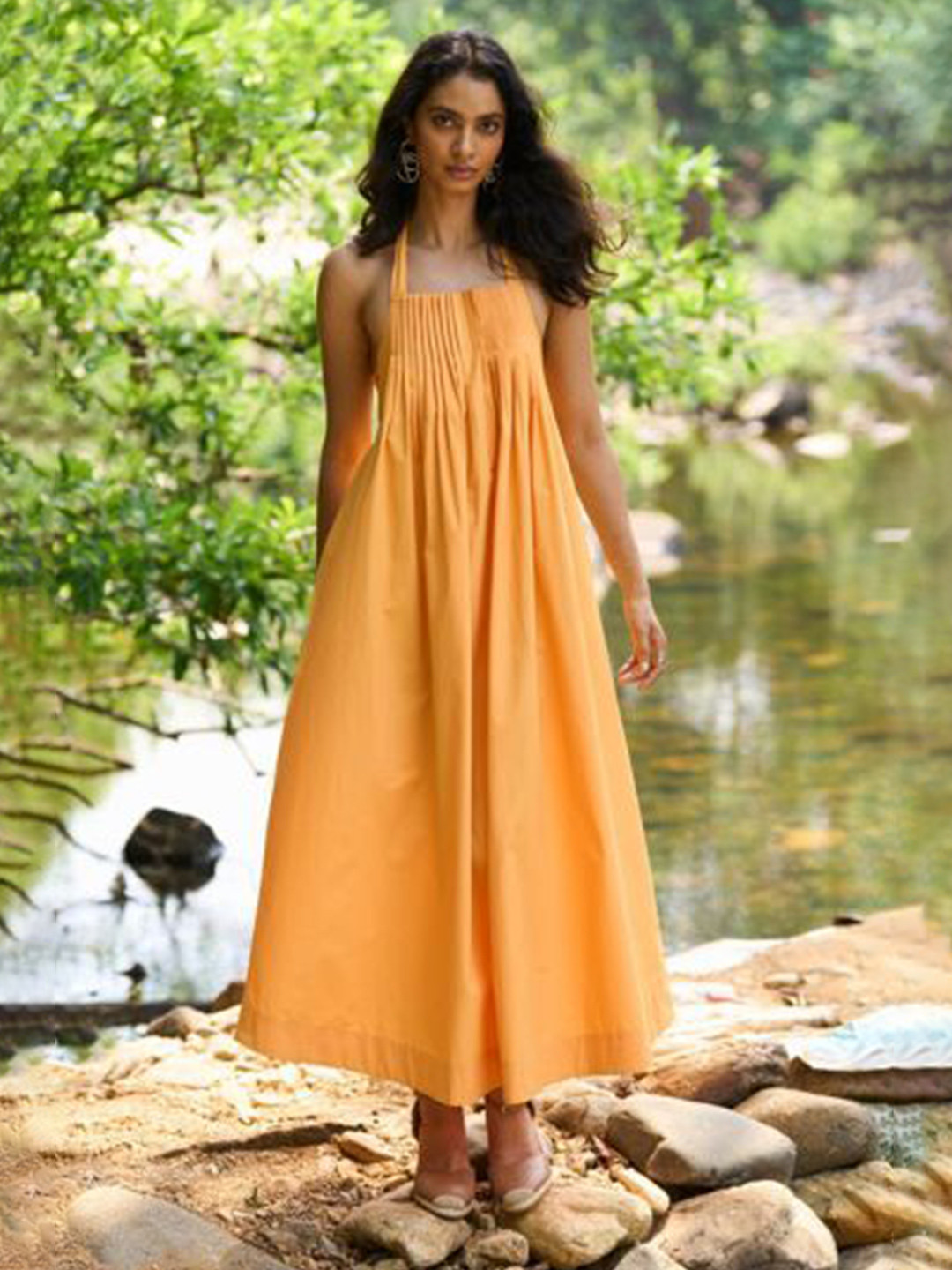 Dash and Dot Shoulder Straps Maxi Dress