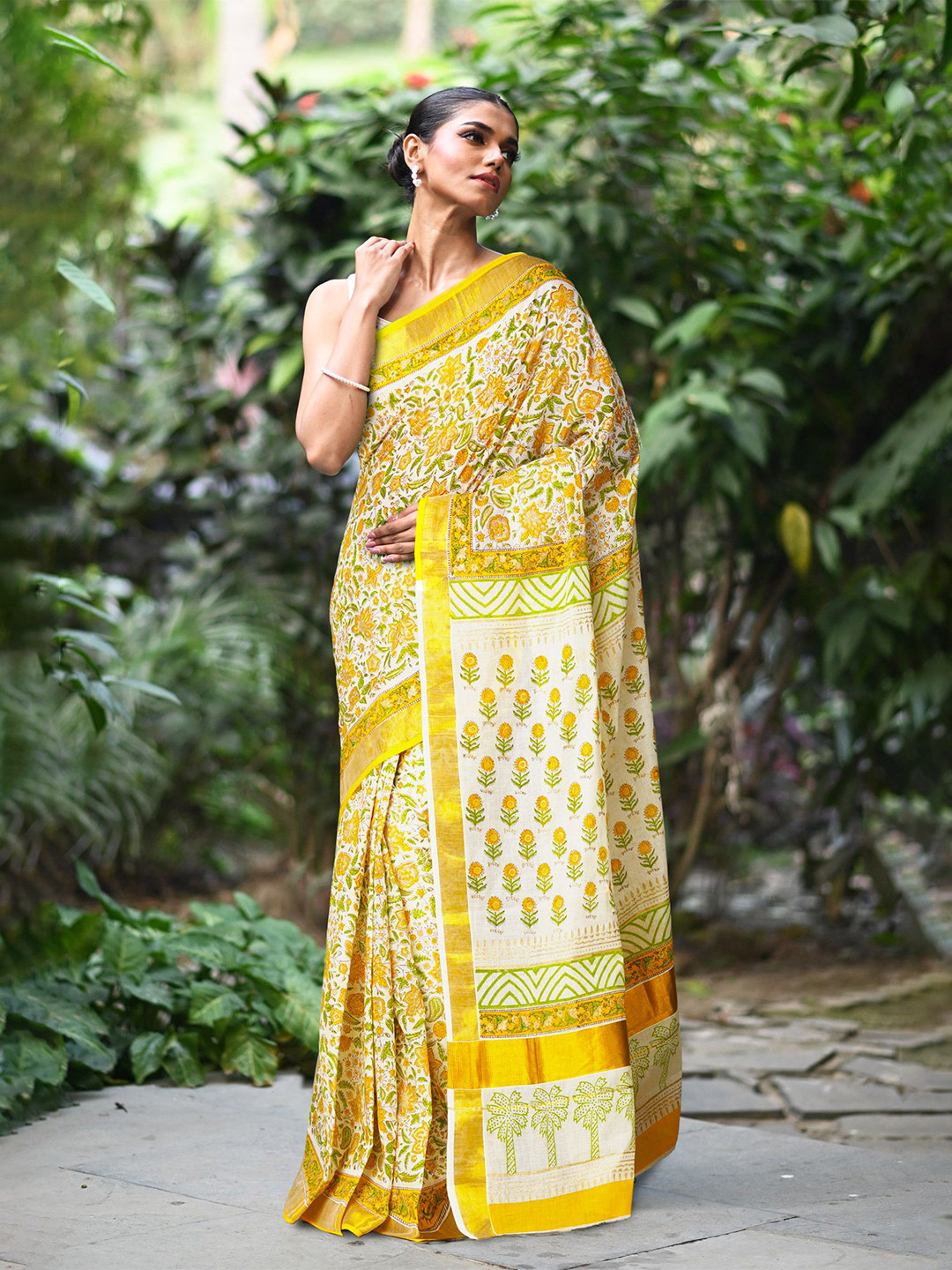 Unnati Silks Pure Ajrakh Printed Soft Mulmul Cotton Saree