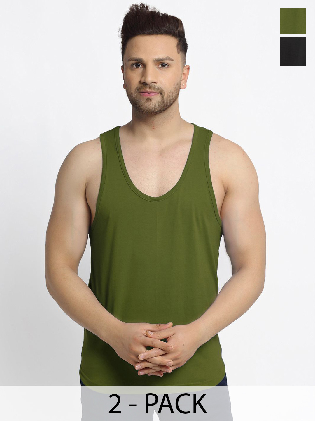 Friskers Pack Of 2 Cotton Anti-Bacterial Innerwear Vest 10525C-01-34