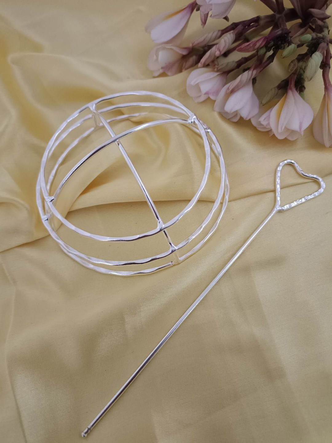 Sanjog Set of 2 Women Silver Metal Hair Barrette With Stick Bun Holder Hair Slide Clip