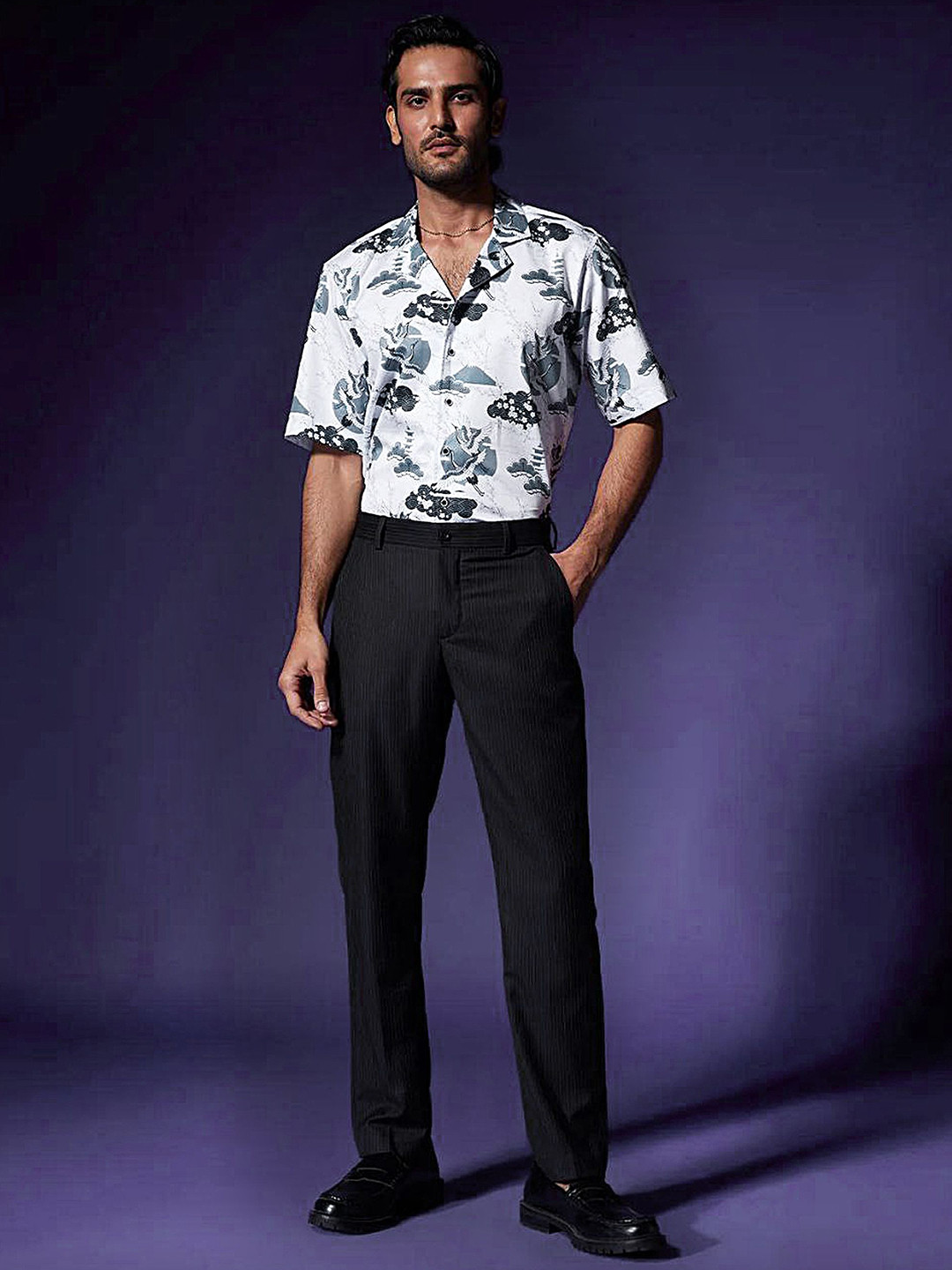 VS MALL Men Printed Classic Slim Fit Casual Shirt