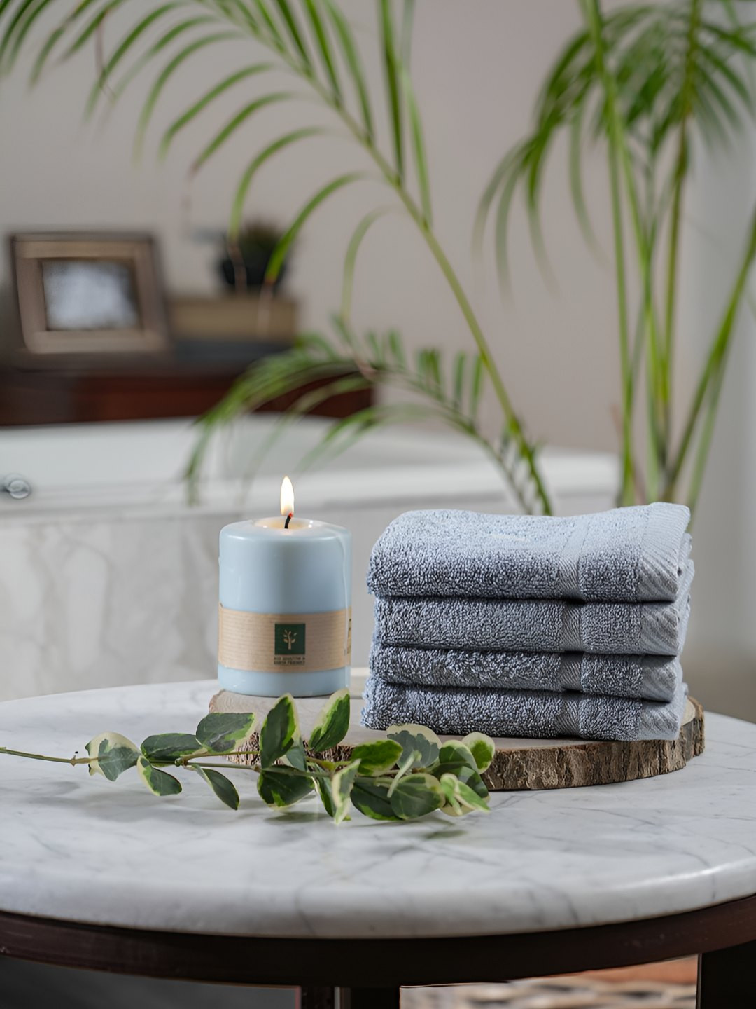 MASPAR Cotton Solid Face Towel Set Soft Absorbent Anti-Bacterial & Lint-Free Set of 4