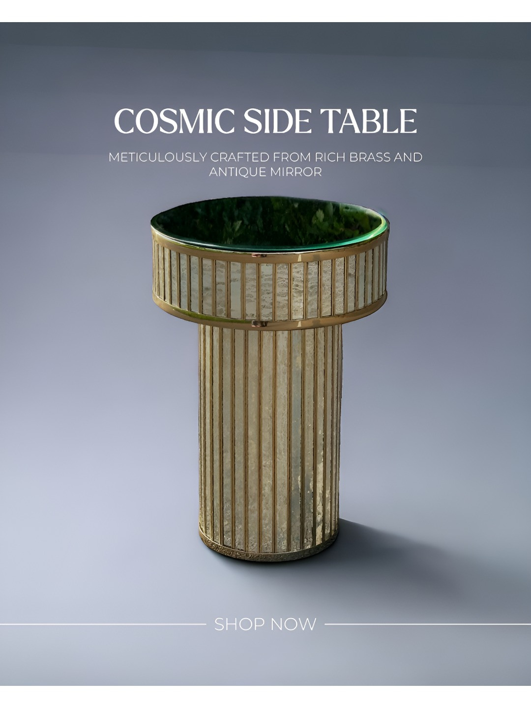 Qdore Home Beige & Transparent Glass & Metal Round Bedside Table