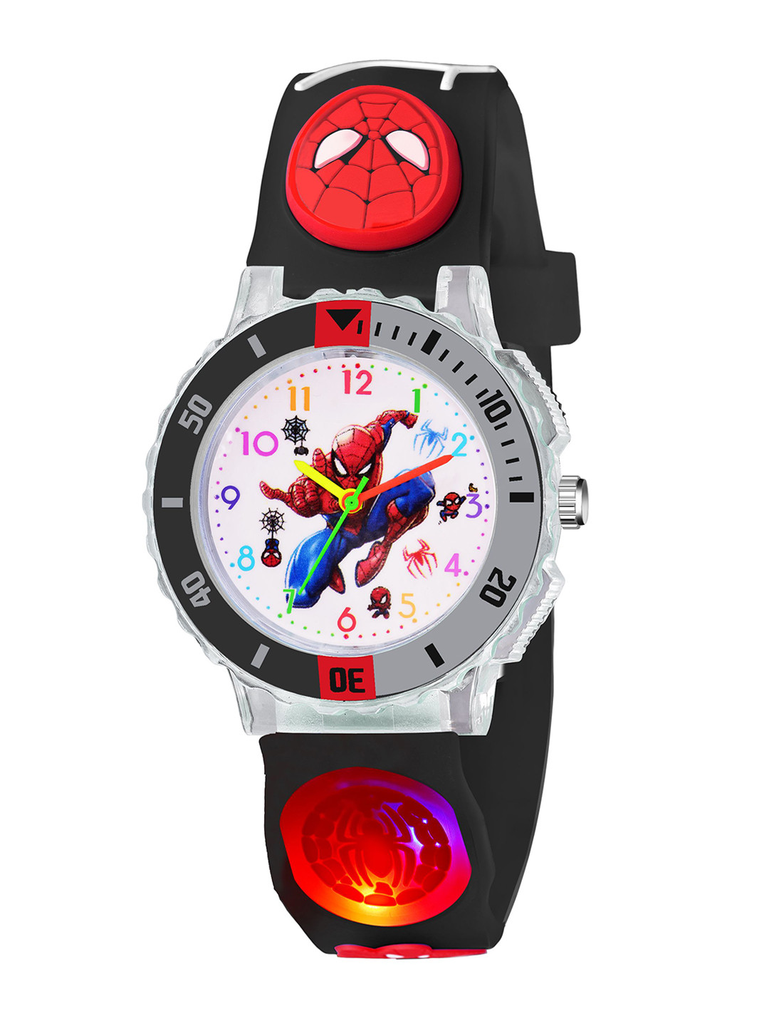 ON TIME OCTUS Kids Printed Dial Analogue Watch KD-111 BLACK SPIDER