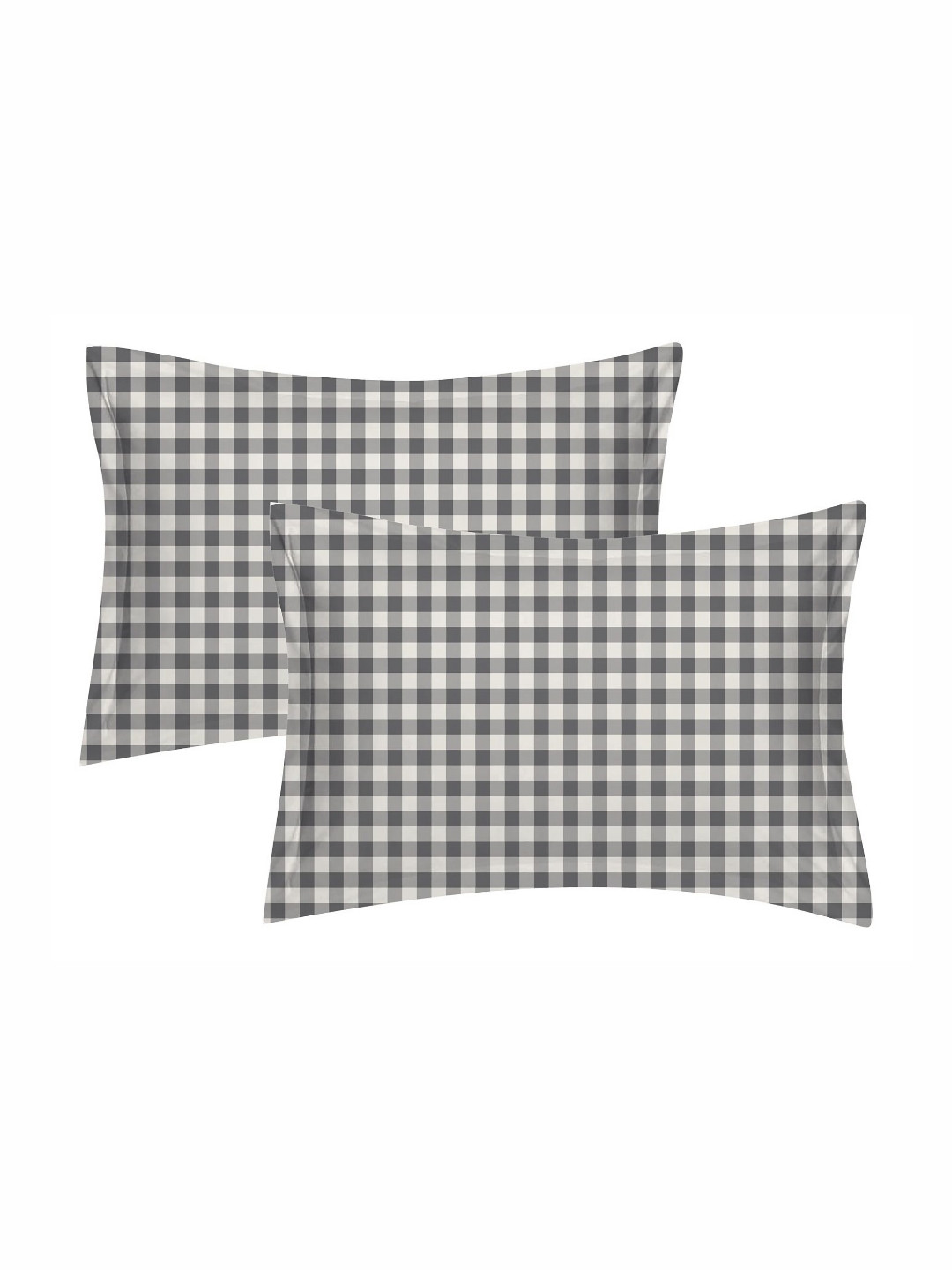 Cotton Candy Grey & White 2 Pieces Embroidered Pure Cotton Rectangle Pillow Covers