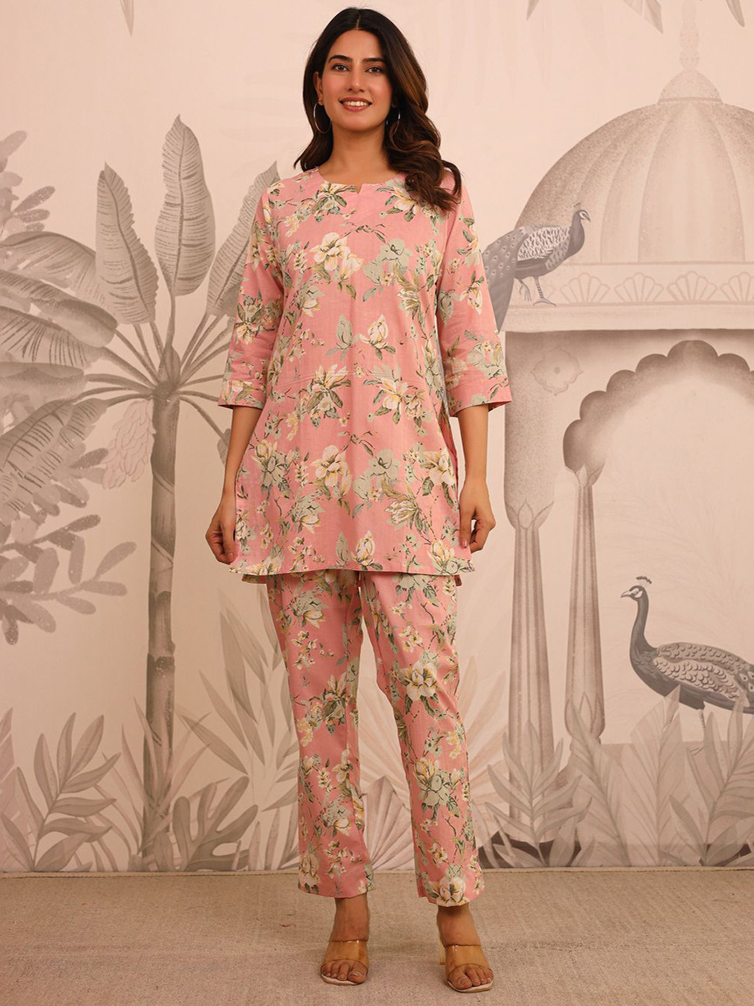 Kwatchi Casual Printed Cotton Tunic with Trousers Co-Ords