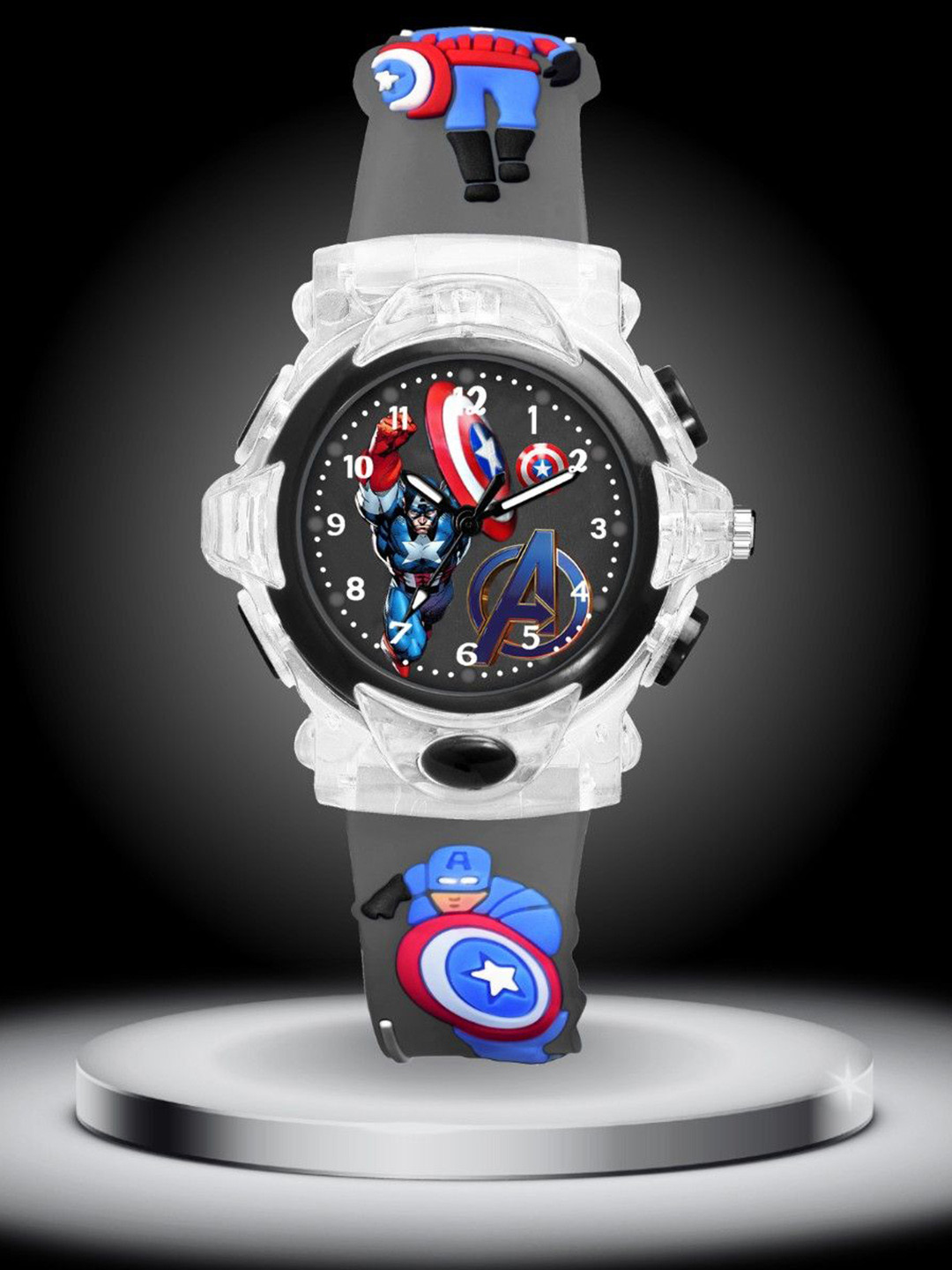 ON TIME OCTUS Kids Printed Dial & Straps Analogue Watch KD-133 BLACK CAPTAIN