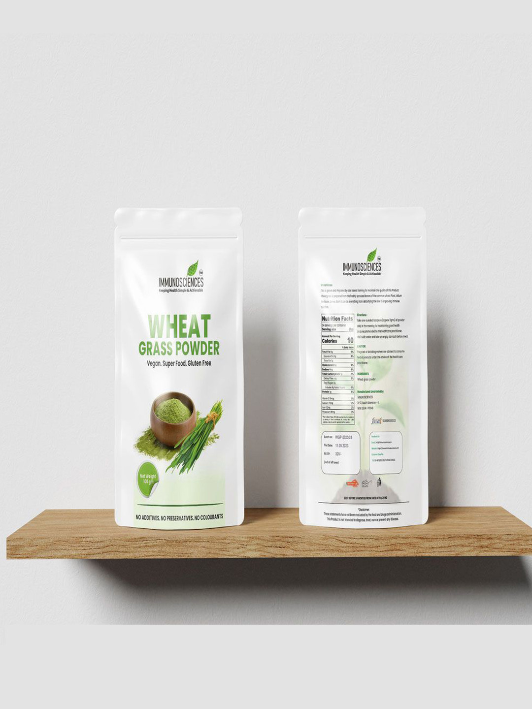 Immunosciences Organic Wheatgrass Powder For Detox & Energy - 100 g