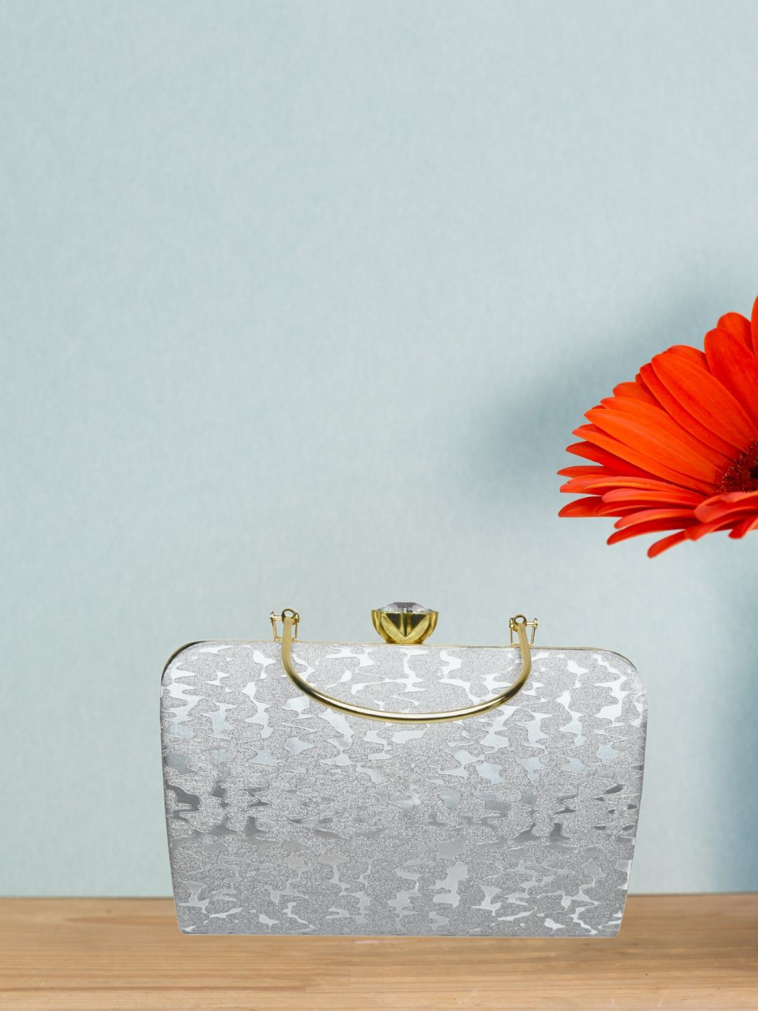 J & C Fashion Arena Beautiful Glittery Frame Textured Box Clutch