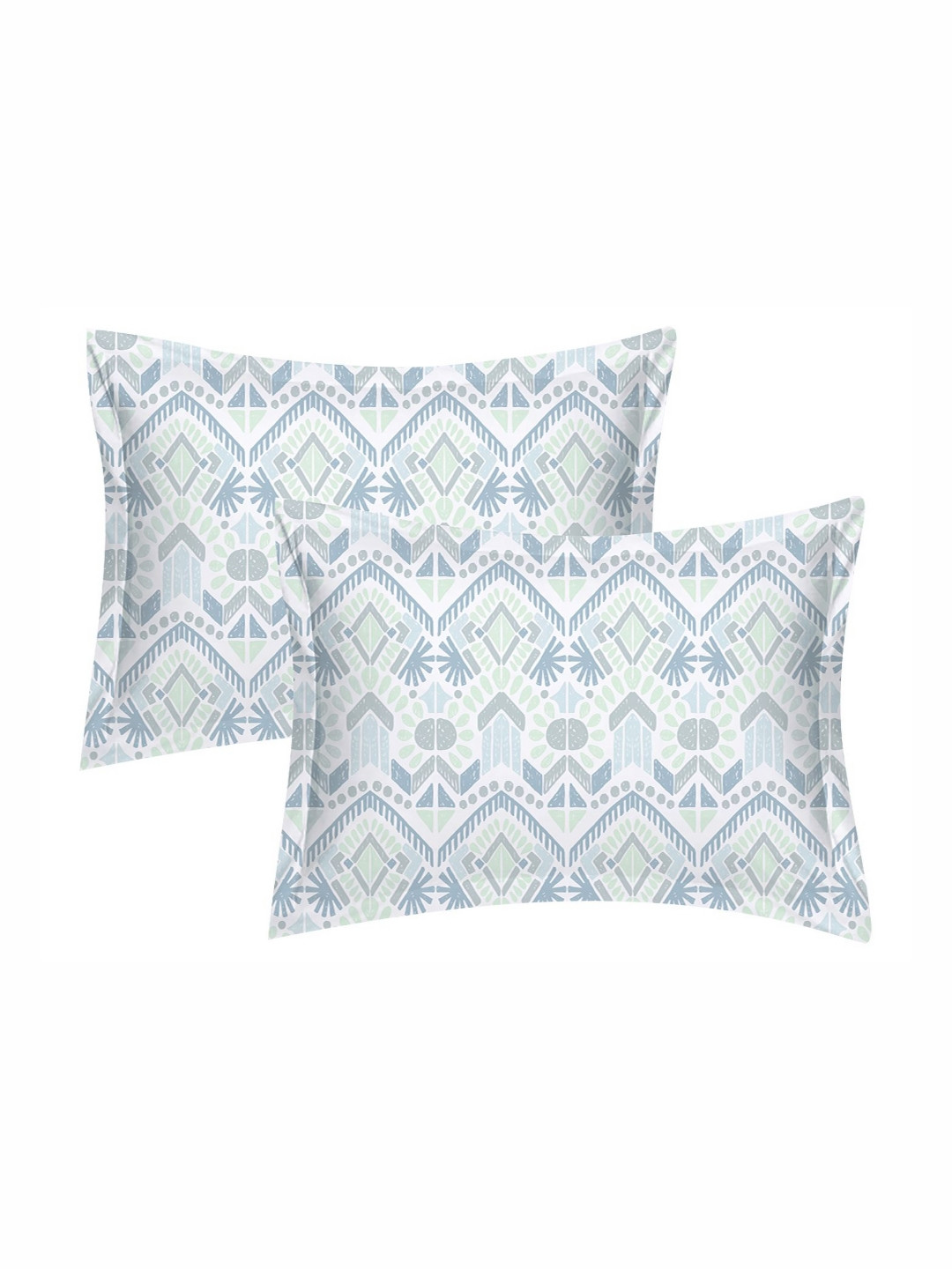 Cotton Candy White & Blue 2 Pieces Abstract Pure Cotton Rectangle Pillow Covers
