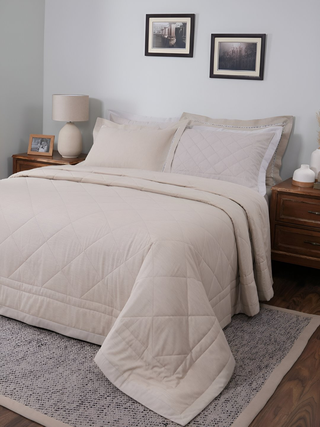 MASPAR Summer AC Room Cotton Double Bed Solid Quilt- Quilted Bed Cover-265x228cm