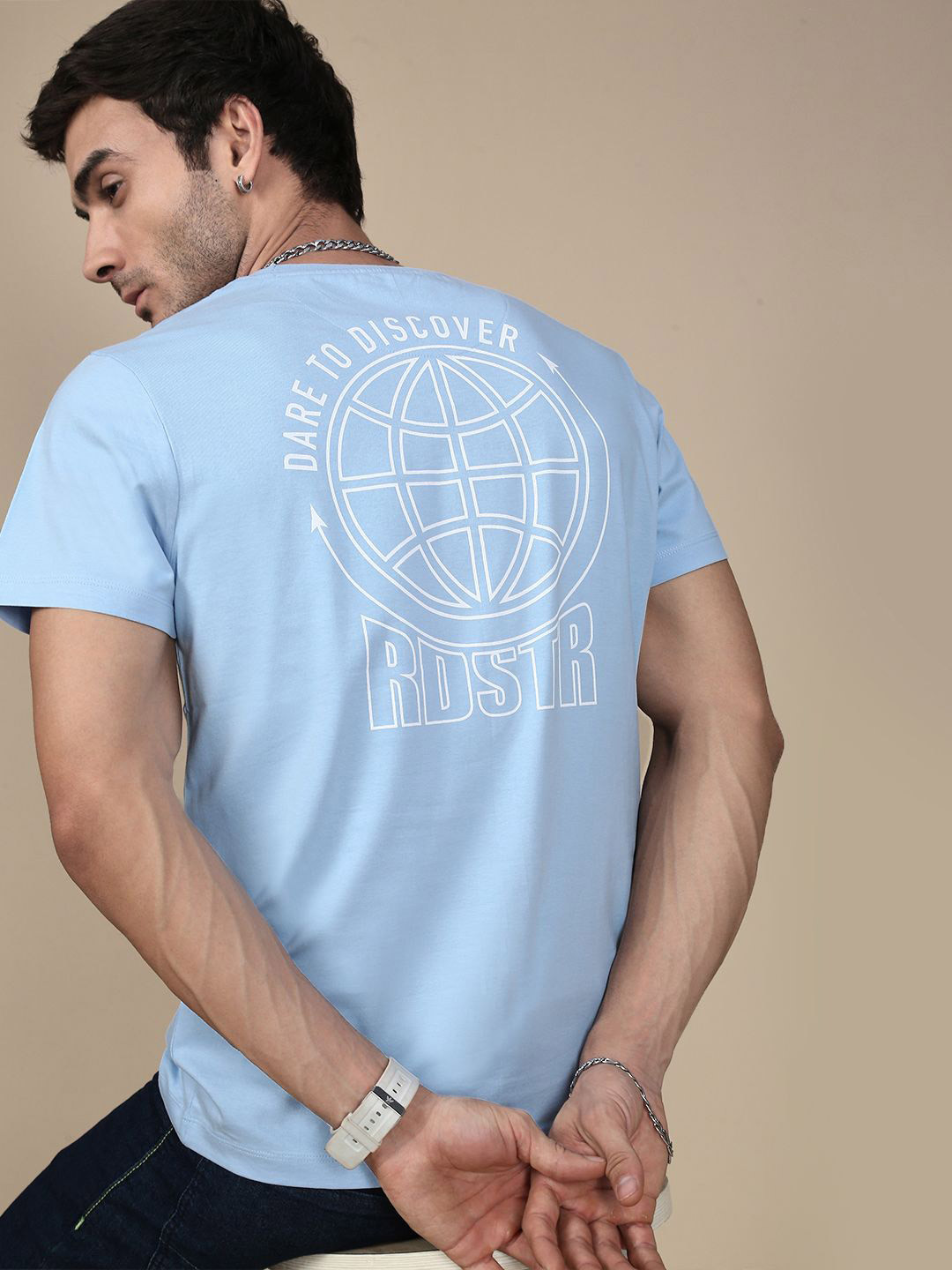 The Roadster Lifestyle Co Dare To Discover Printed Pure Cotton T-Shirt