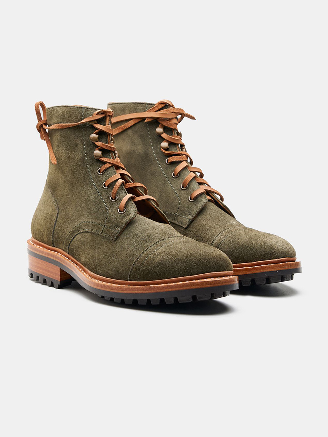 KOZASKO Men Goodyear Welted Olive Suede Captoe Boot