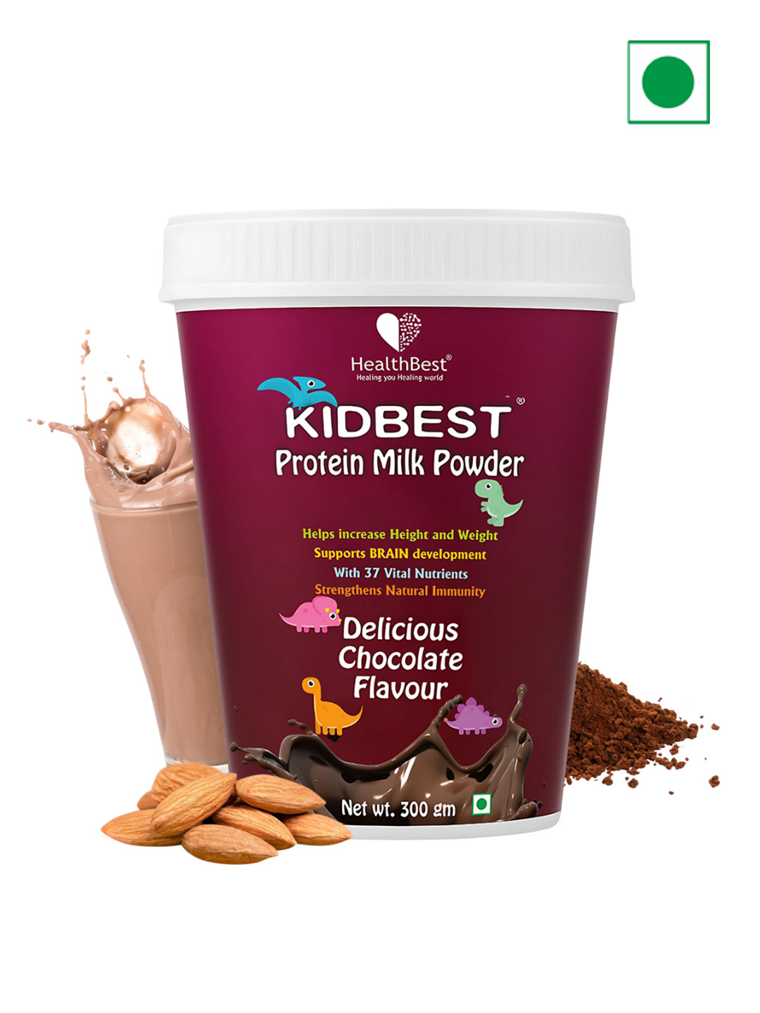 HealthBest Kids Protein Milk Powder For Healthy Growing - Chocolate Flavour - 300 g