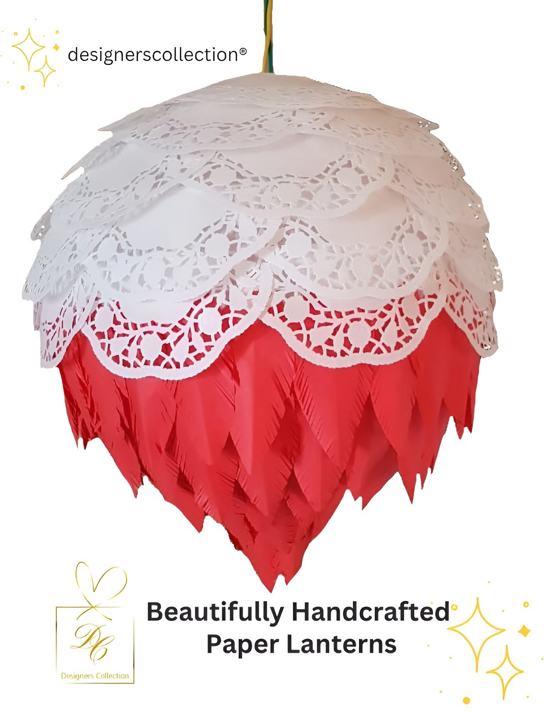 Designers Collection Red & White Colourblocked Traditional Ceiling Lamp