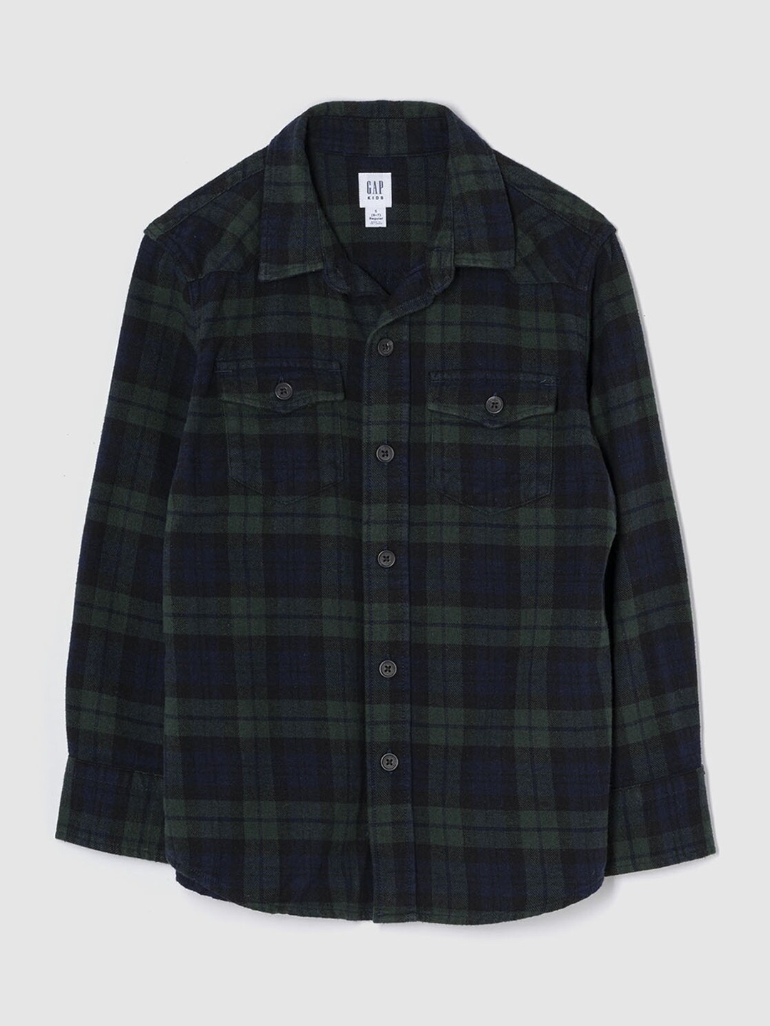 GAP Kids Boys Tartan Checked Flannel Pure Cotton Opaque Casual Shirt