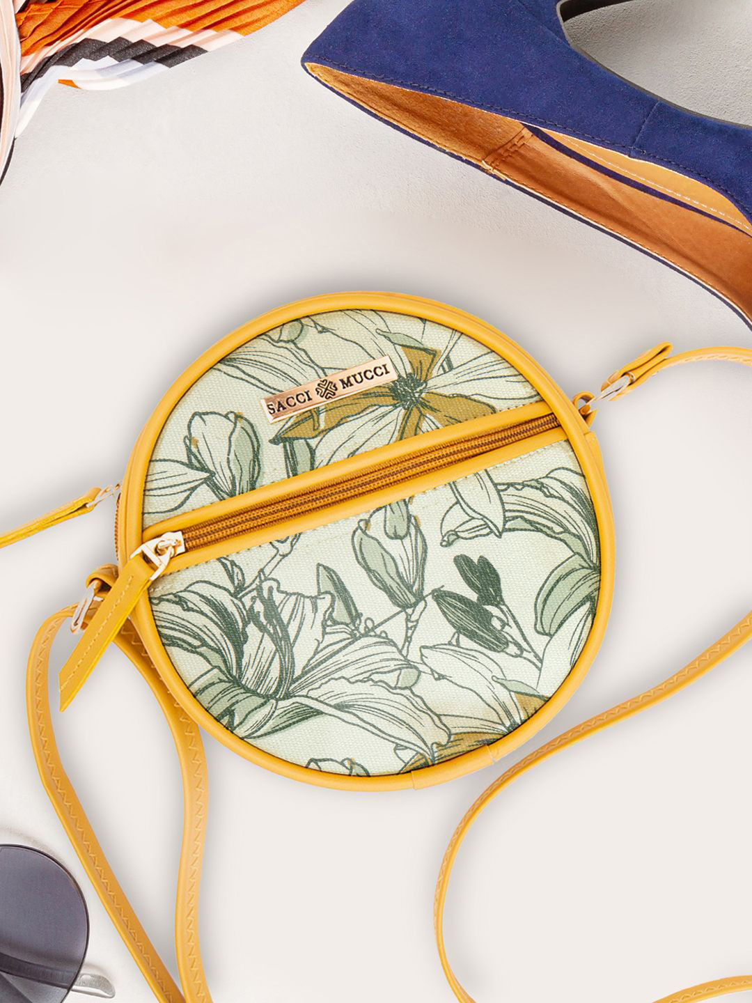 Sacci Mucci Women Floral Printed Synthetic Leather Sling bag