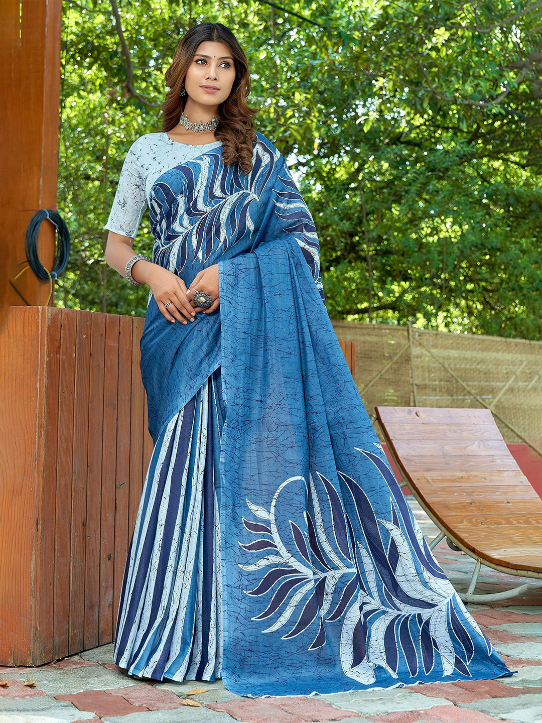 Panzora Floral Designer Bagru Pure Cotton Saree