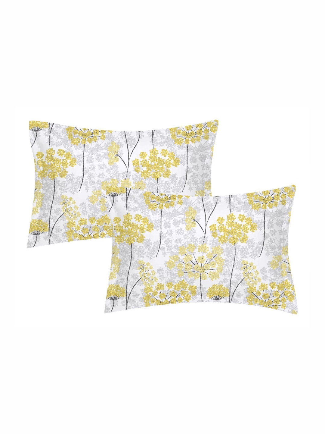 Cotton Candy Yellow & Purple 2 Pieces Abstract Pure Cotton Rectangle Pillow Covers