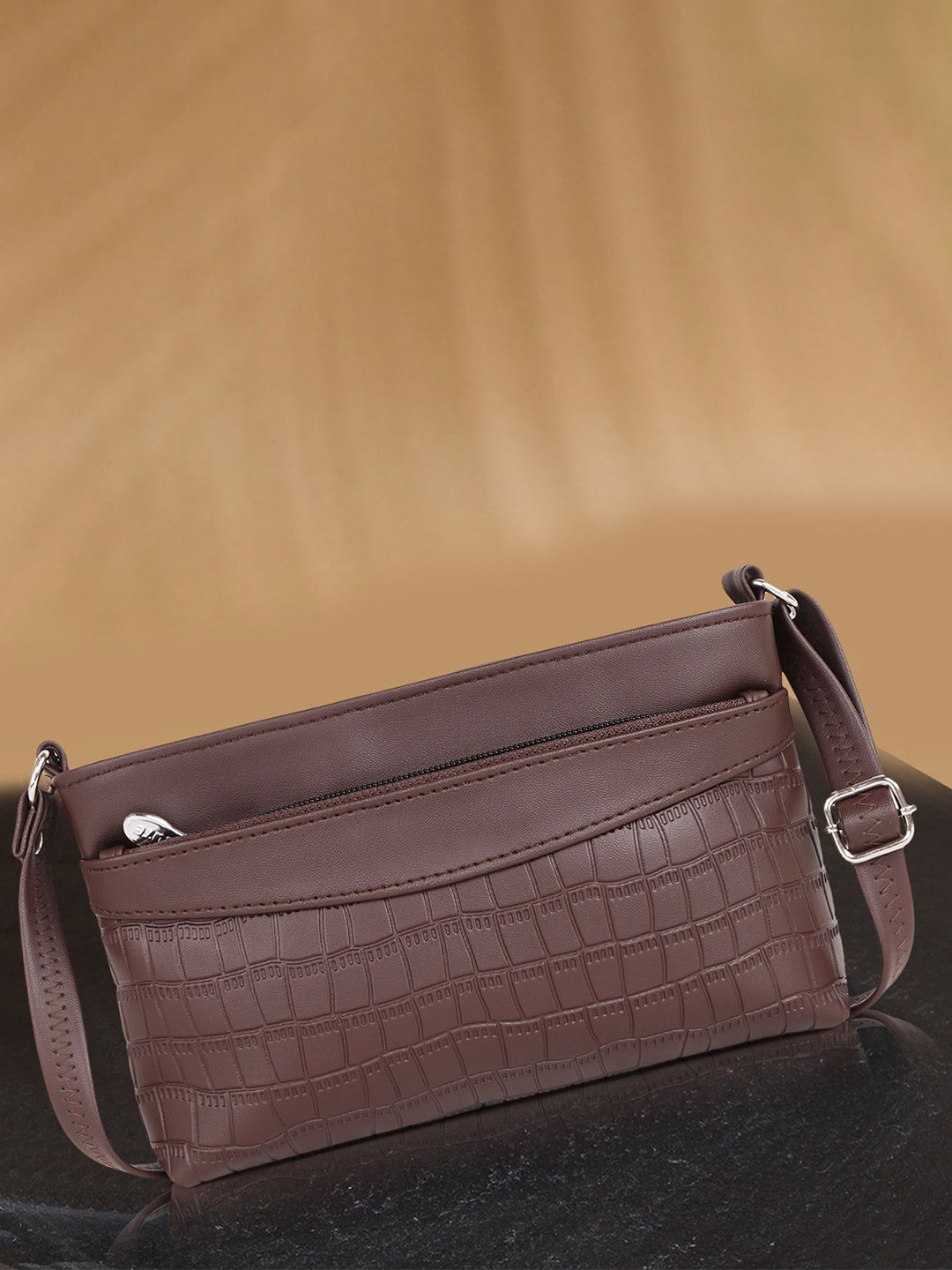 NORVE Animal Textured Synthetic Leather Structured Sling Bag