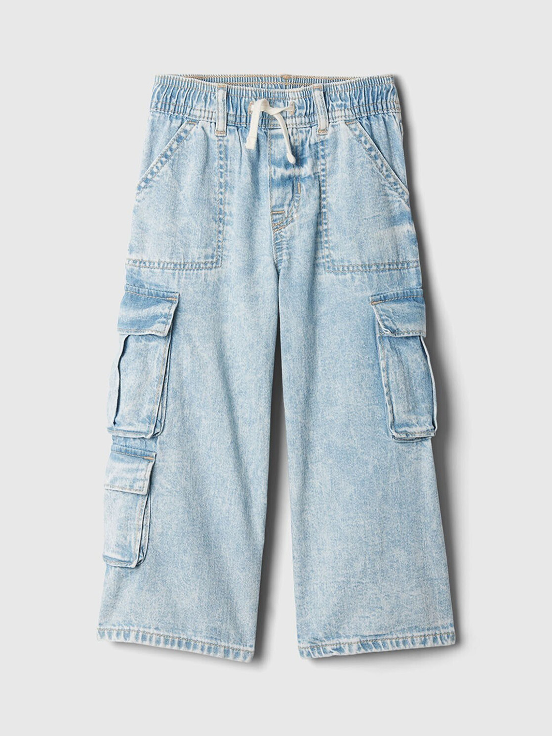 GAP Kids Girls Mid-Rise Pure Cotton Baggy Cargo Style Jeans