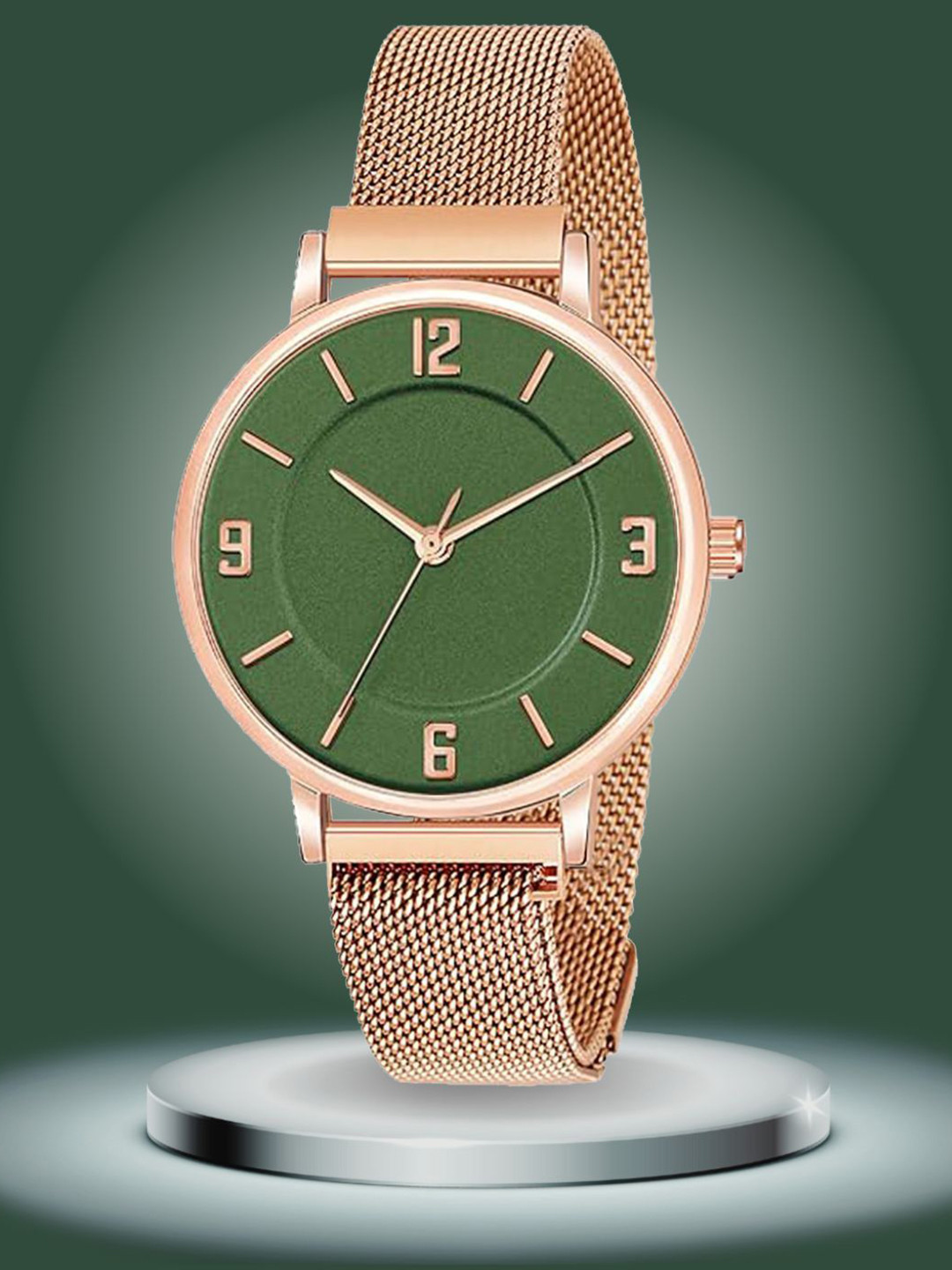 ON TIME OCTUS Women Dial & Stainless Steel Bracelet Style Straps Watch MAG-MT-393 GREEN