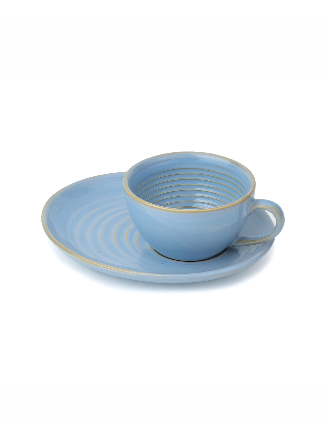 SHAY 2Pcs Blue Ceramic Cup & Saucer Set