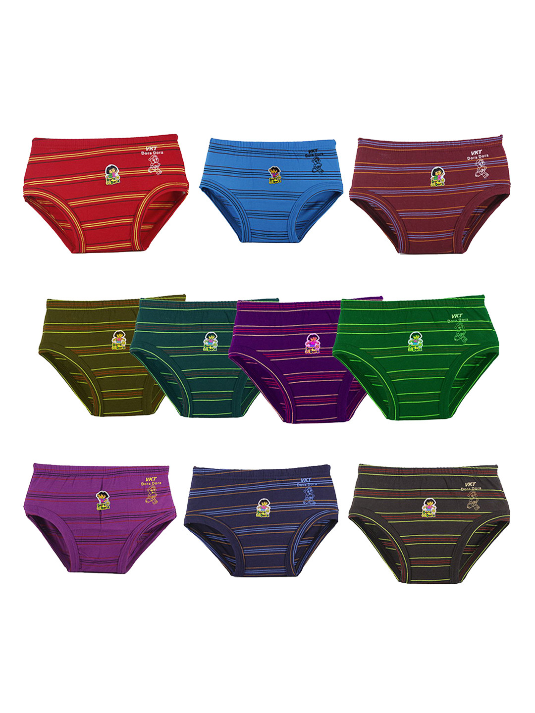Dora Dora Infant Boys Pack Of 10 Striped Pure Cotton Basic Briefs MY-BY-DOLINE-JATTY-10PC