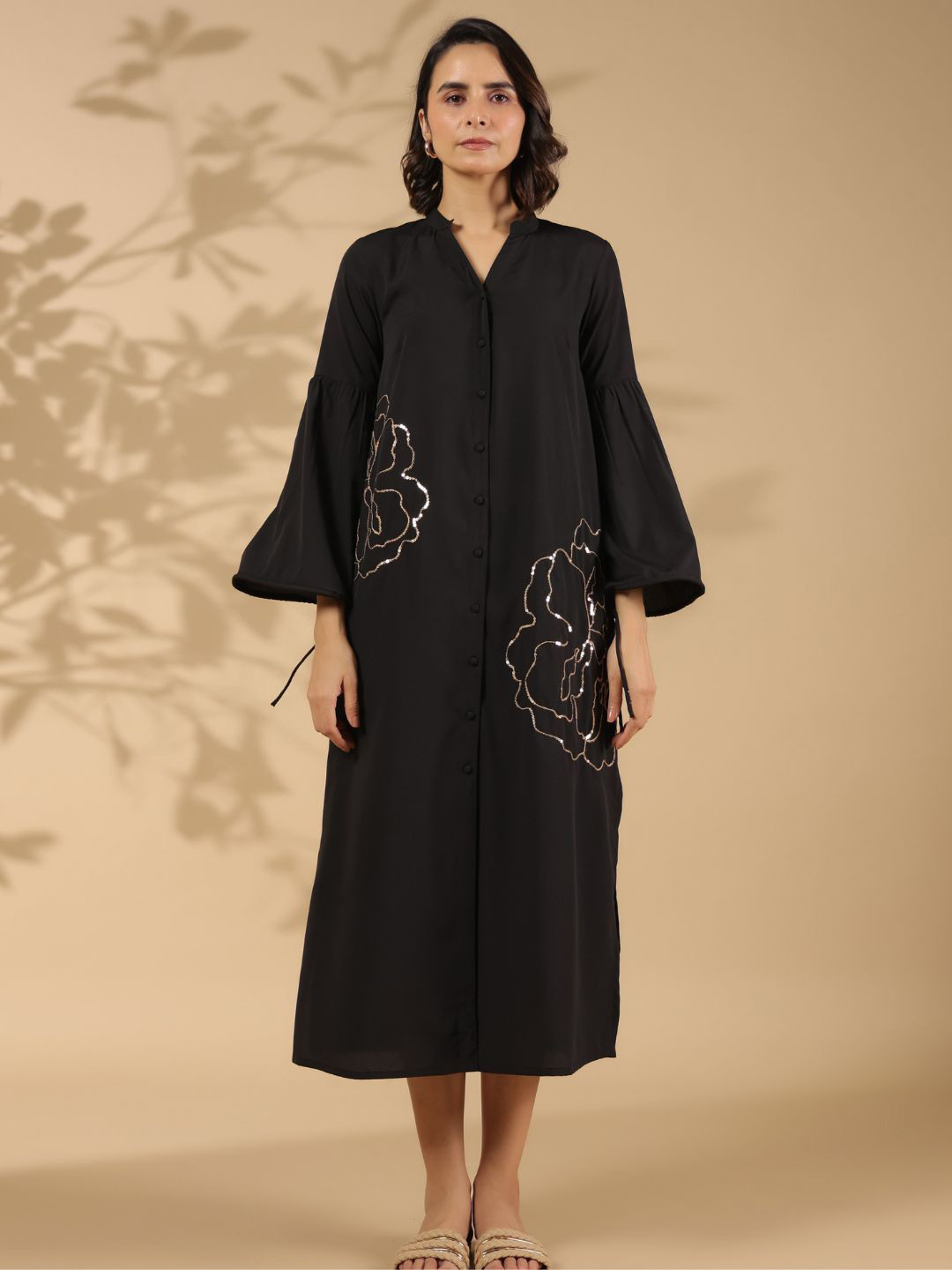 Zolo Label Black A-line Cotton Shirt Dress