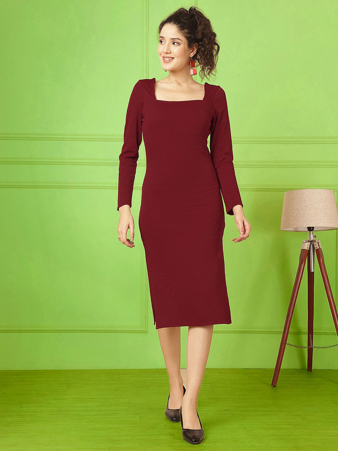 Moda Rapido Women Square Neck Shift Dress