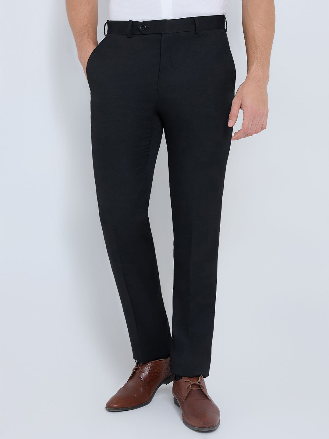 Raymond Contemporary Fit Pattern Solid Formal Trousers