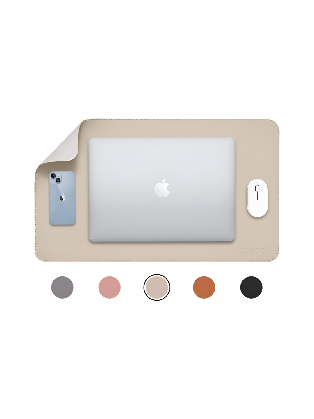 LTETTES anti slip Beige Synthetic Leather Set Of 1 Water Resistant Desk Organiser 23.6 x 13.8 inch