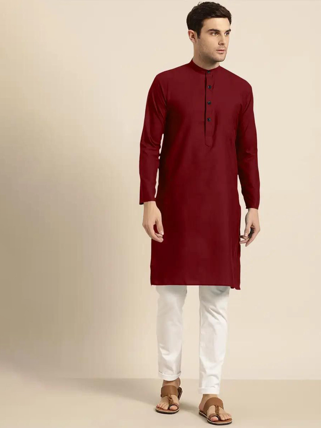 TIGER SNAKE Men Yoke Design Thread Work Pathani Kurta