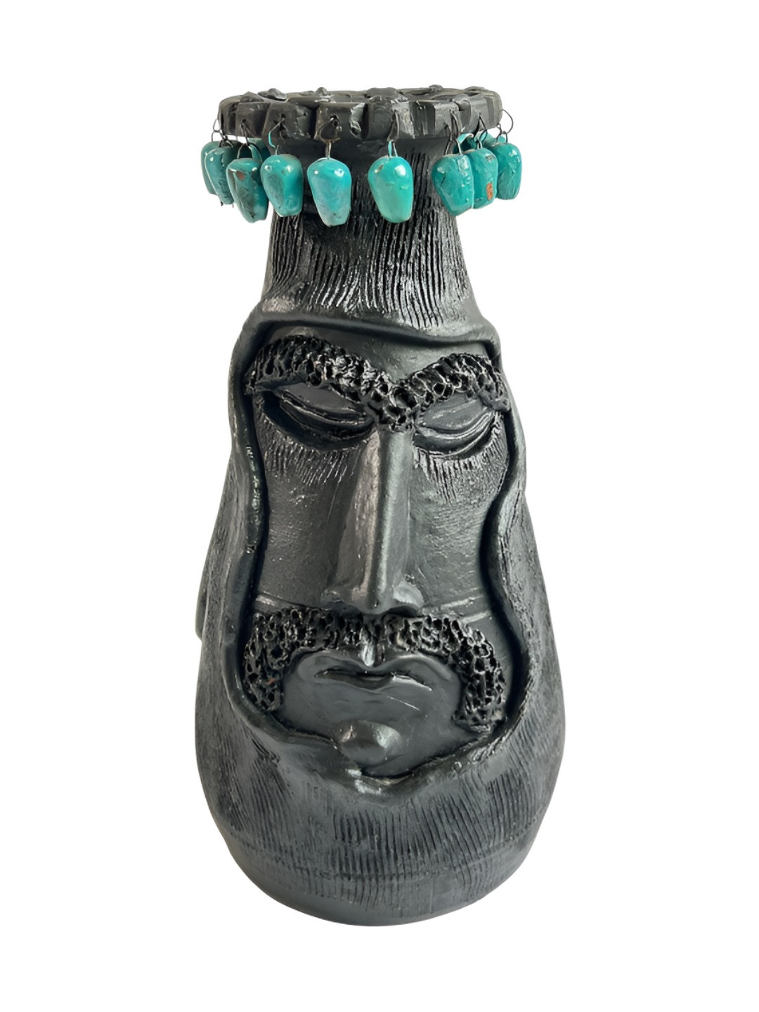 Taurrus Brown African Face Embossed Wood Vase