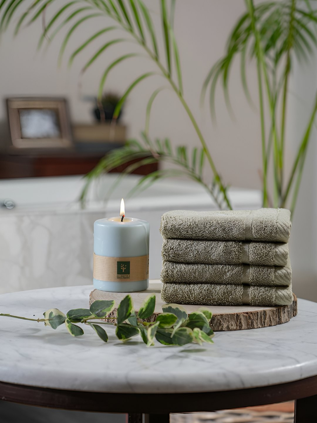 MASPAR Cotton Solid Face Towel Set Soft Absorbent Anti-Bacterial & Lint-Free Set of 4