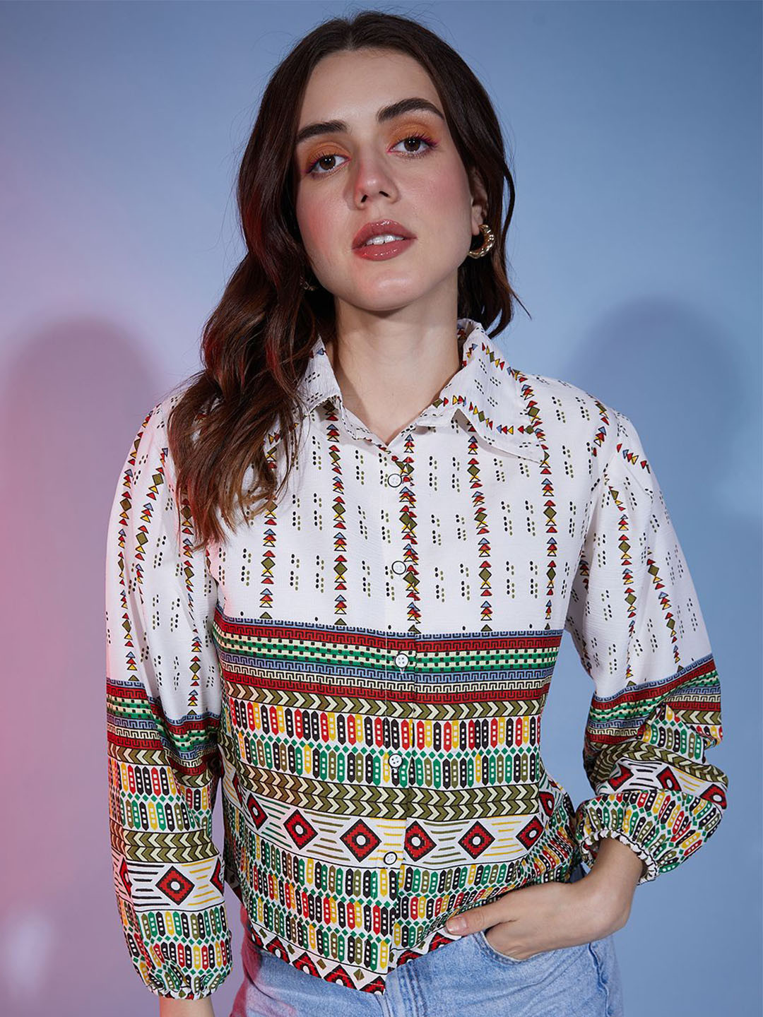 BUY NEW TREND Women Standard Abstract Printed Casual Shirt