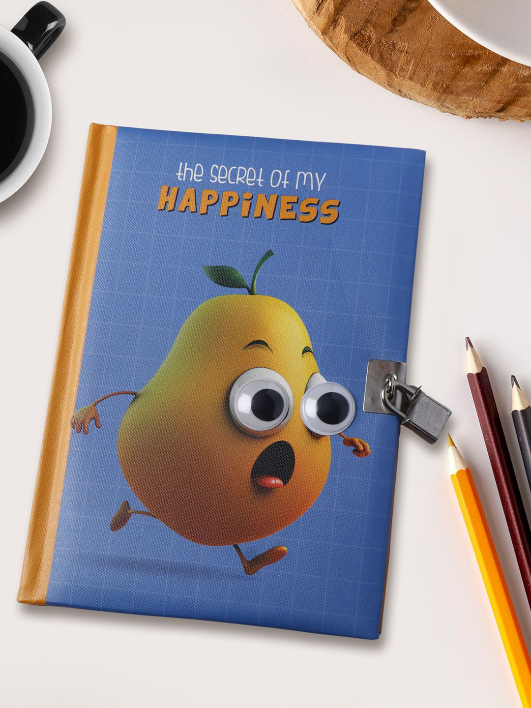Archies Pear Theme Googli Eyes Printed Lock Notebook