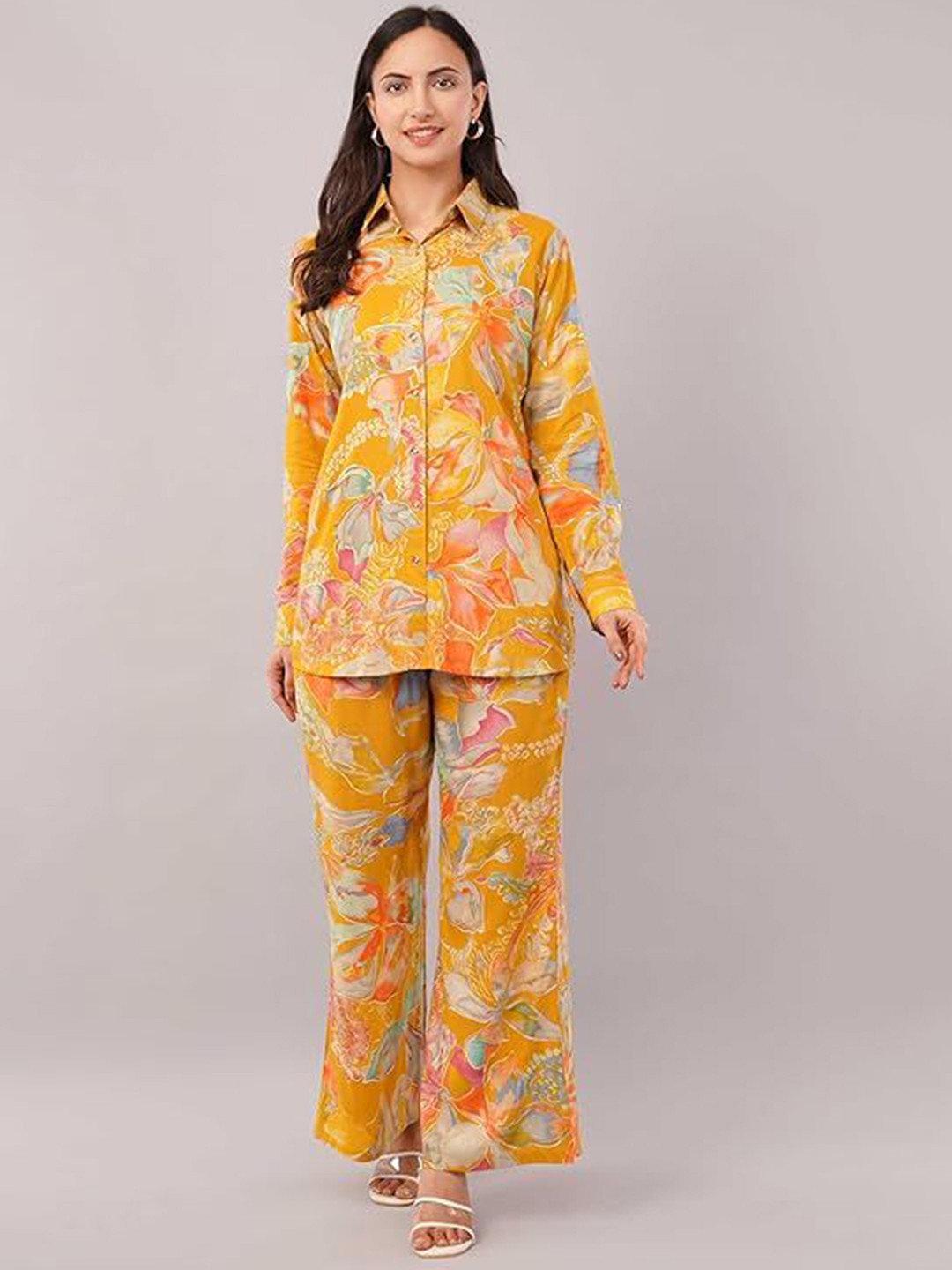 chia fashions Printed Shirt & Trousers Co-Ord Set