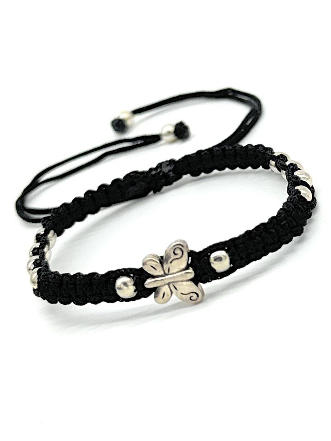 Jyokrish Silver-Plated Artificial Beaded Butterlfy Wraparound Bracelet