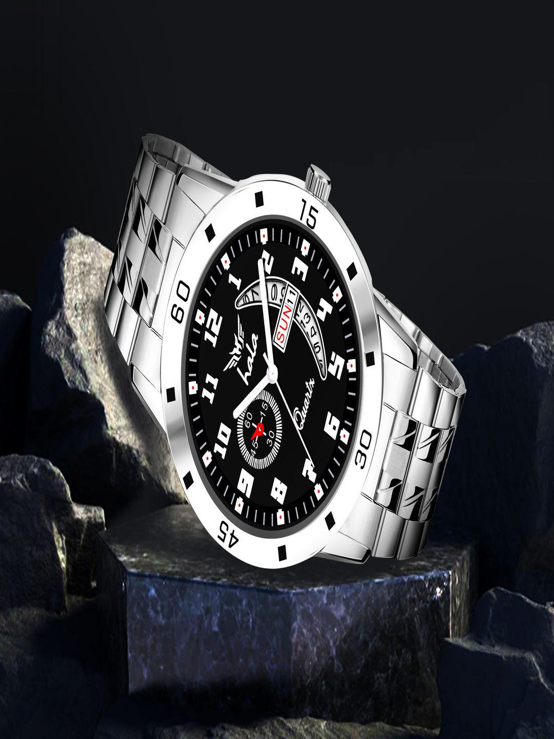 Hala Men Aluminium Dial & Stainless Steel Straps Analogue Watch Hala-8188-Black