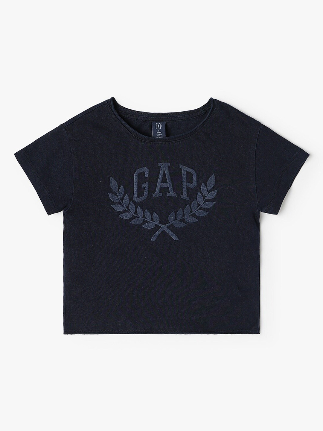 GAP Girls Brand Logo Embroidered Pure Cotton Crop T-shirt