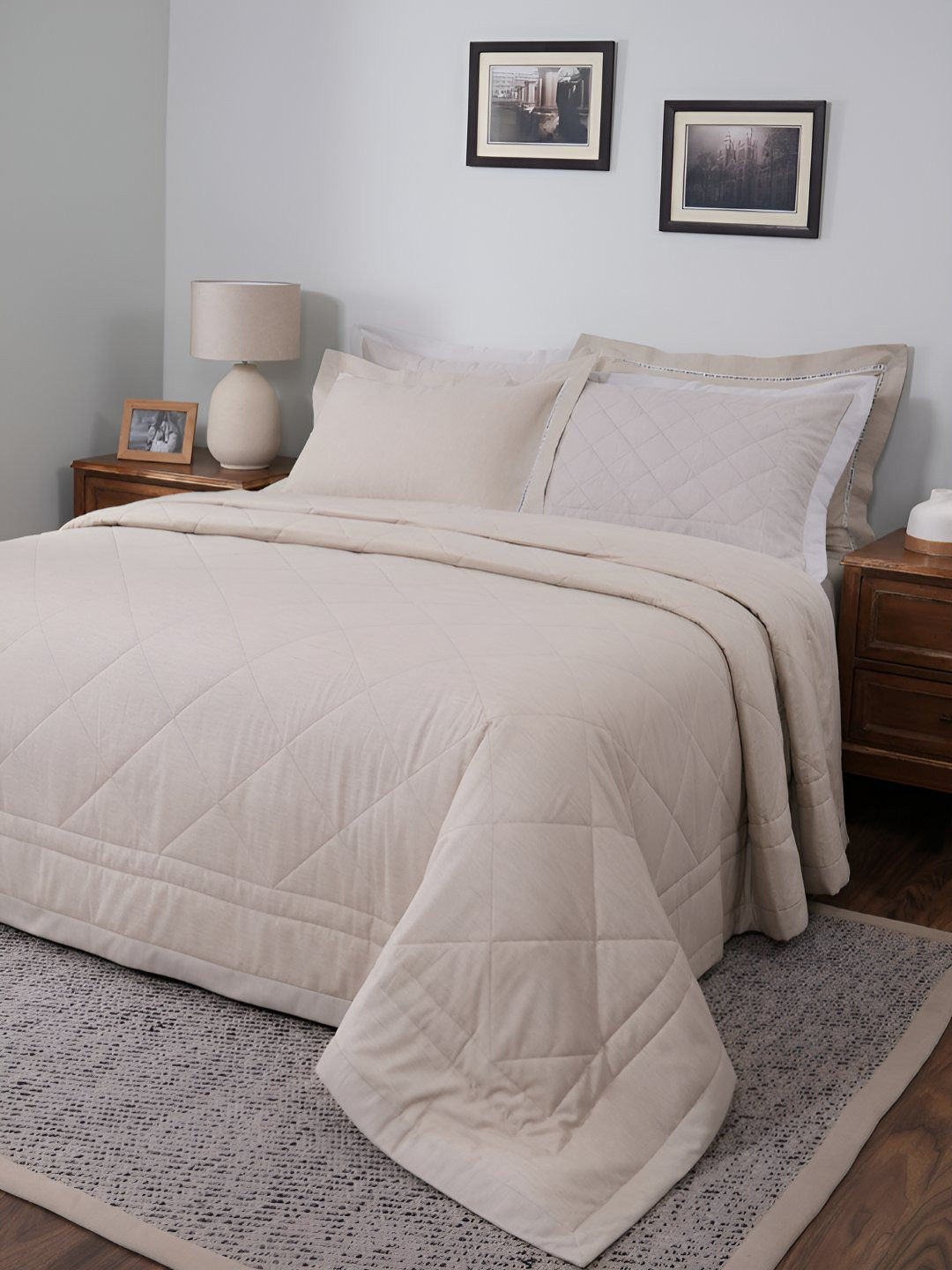 MASPAR Summer AC Room Cotton Single Bed Solid Quilt- Quilted Bed Cover-152x228cm