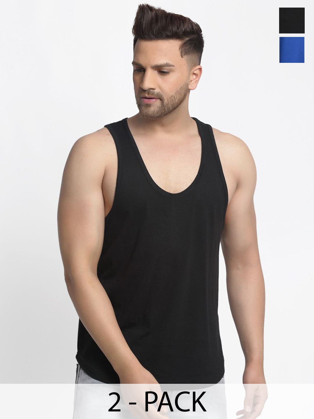 Friskers Pack Of 2 Cotton Basic Vests 10525C-01-05
